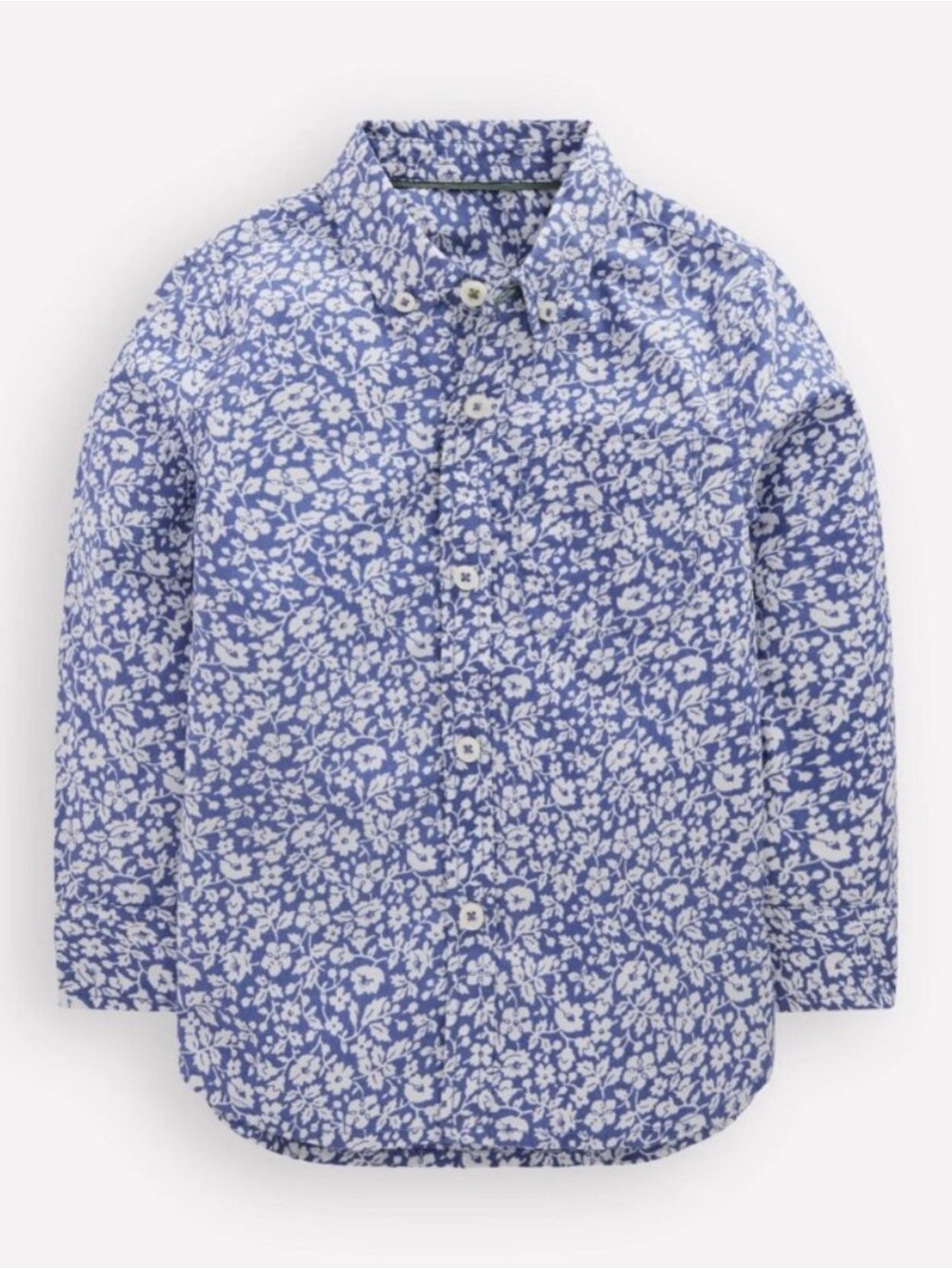 Mini Boden Blue and White Floral Button-Down Shirt